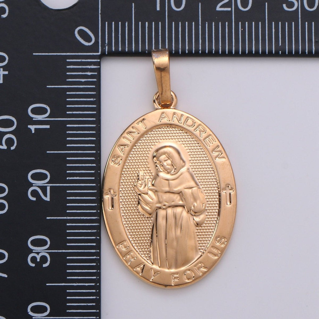 18k Rose Gold plated St Andrew Cross Medal - Patron of Fishermen and Unmarried Women - Religious Jewelry Novena Prayer Rosary Supply J-116 - DLUXCA
