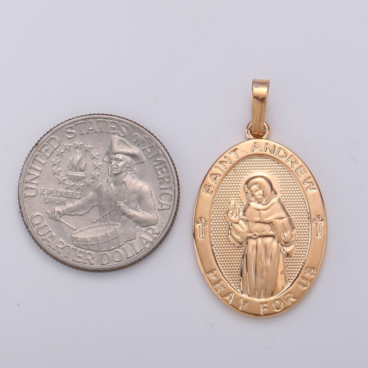 18k Rose Gold plated St Andrew Cross Medal - Patron of Fishermen and Unmarried Women - Religious Jewelry Novena Prayer Rosary Supply J-116 - DLUXCA