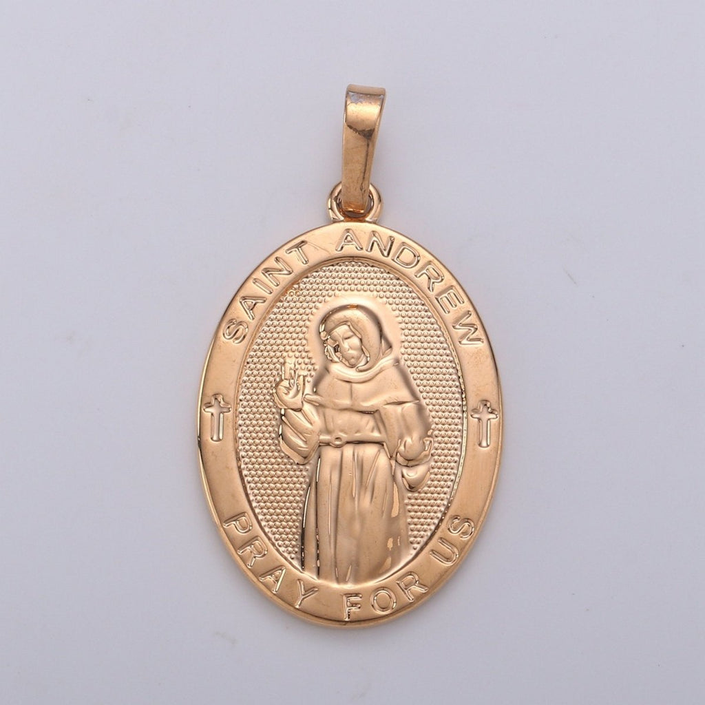 18k Rose Gold plated St Andrew Cross Medal - Patron of Fishermen and Unmarried Women - Religious Jewelry Novena Prayer Rosary Supply J-116 - DLUXCA