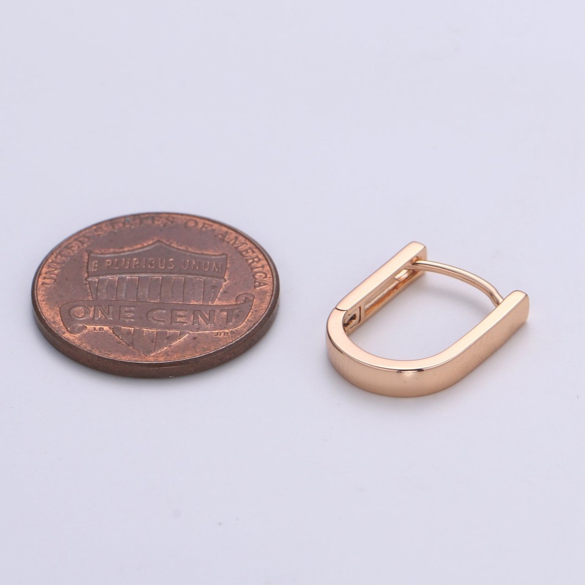 18K Rose Gold plated U Shaped Boxy Huggie Earrings P-092 - DLUXCA