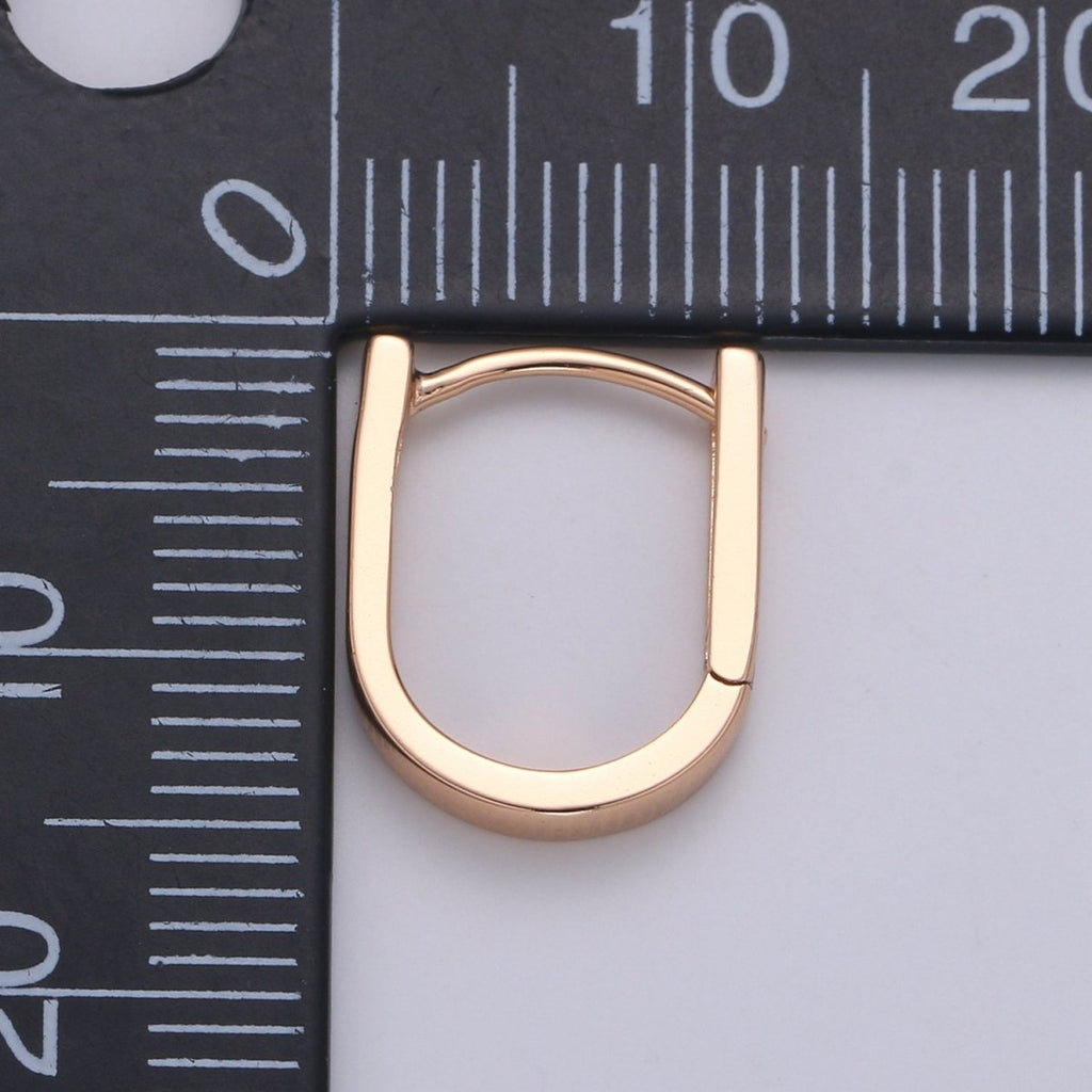 18K Rose Gold plated U Shaped Boxy Huggie Earrings P-092 - DLUXCA