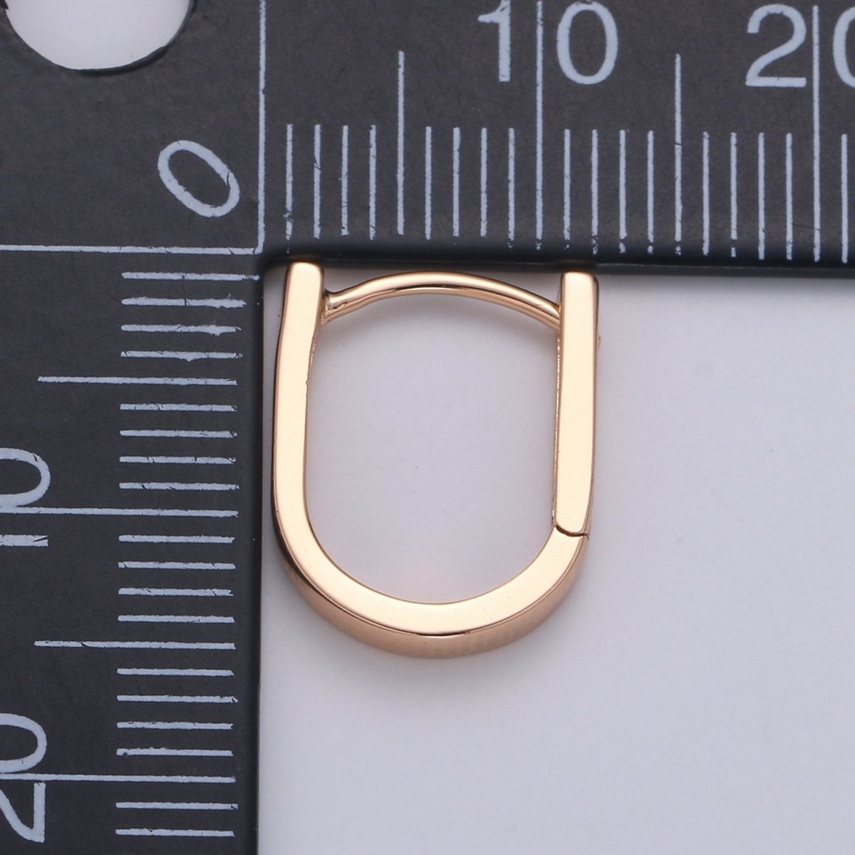18K Rose Gold plated U Shaped Boxy Huggie Earrings P-092 - DLUXCA