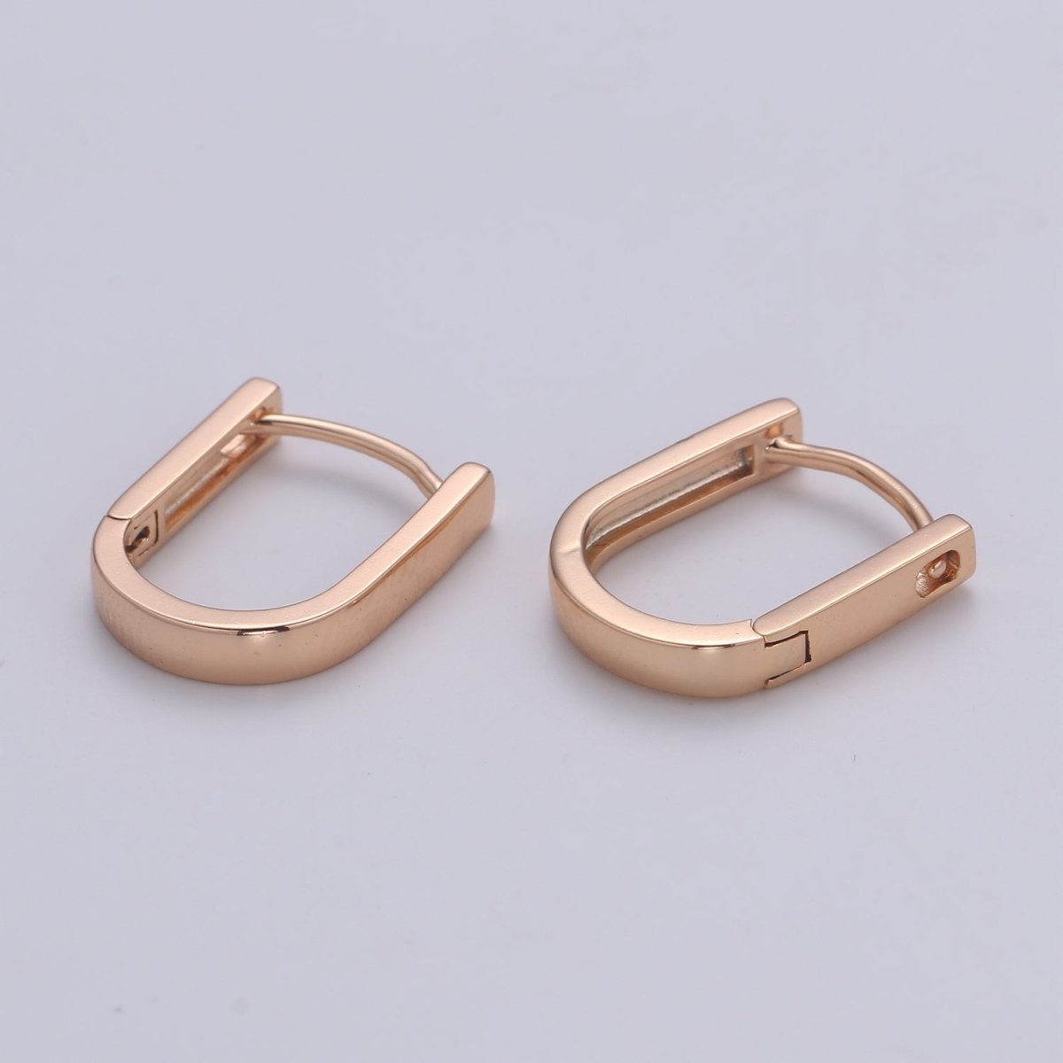 18K Rose Gold plated U Shaped Boxy Huggie Earrings P-092 - DLUXCA