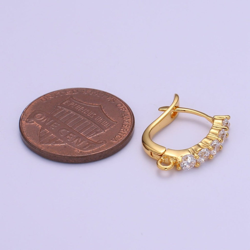 18x13mm Gold Huggie Earring one touch w/ open link 24k gold Plated Earring Nickel and Lead free, Lever back earring making Supply L-225 - DLUXCA