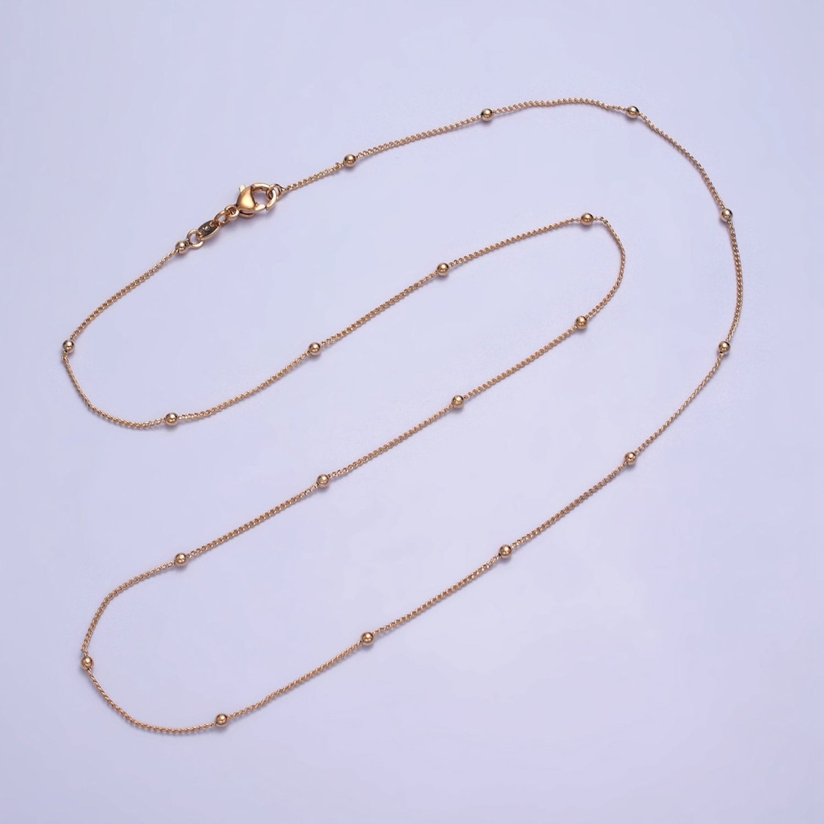 19.5 Inch Satellite Chain 18K Gold plated Dainty Ball Link Chain Necklace | WA-1604 Clearance Pricing - DLUXCA