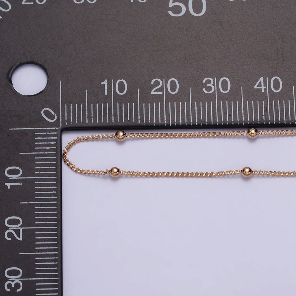 19.5 Inch Satellite Chain 18K Gold plated Dainty Ball Link Chain Necklace | WA-1604 Clearance Pricing - DLUXCA