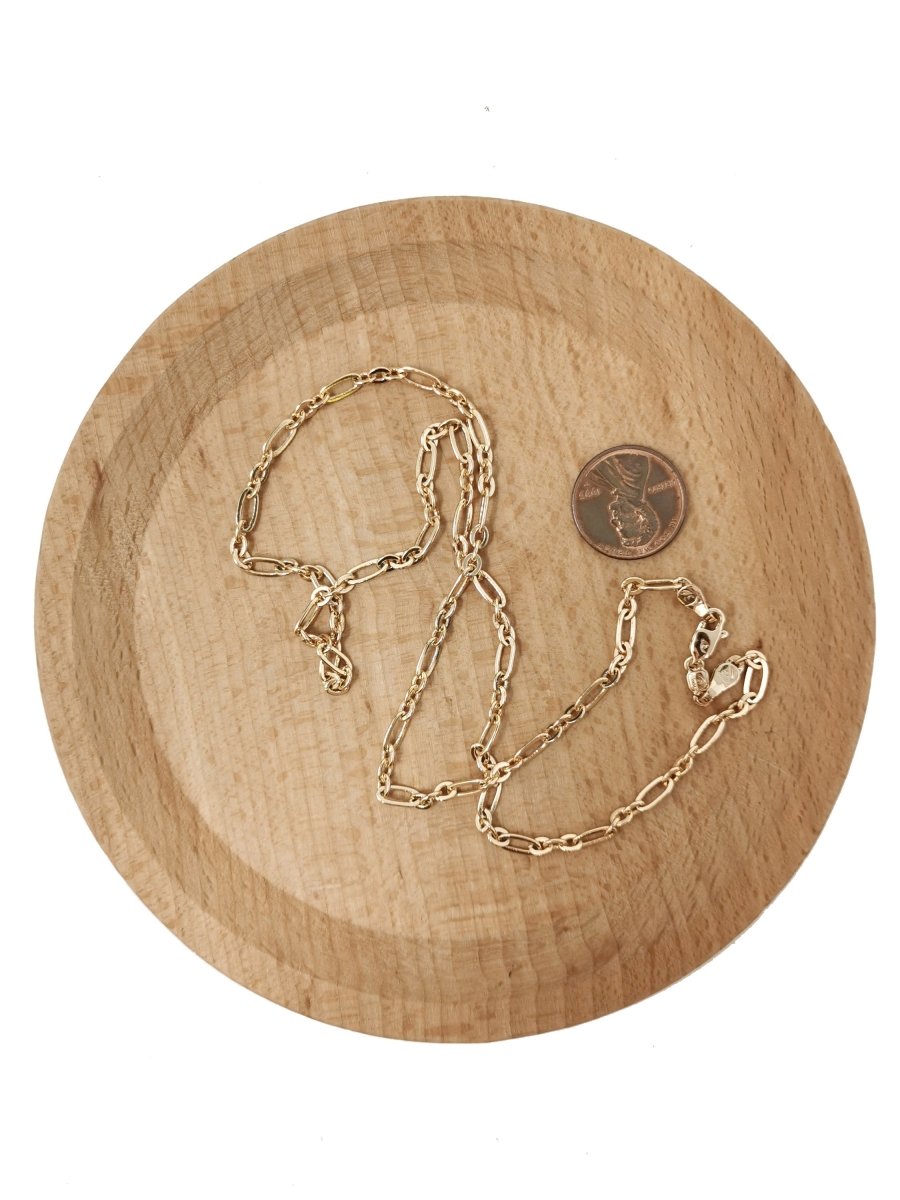 19.6 inches Ready To Use 18K Gold plated Figaro Chain Necklace, Dainty 3mm Necklace w/ Lobster Clasps | CN-714 - DLUXCA