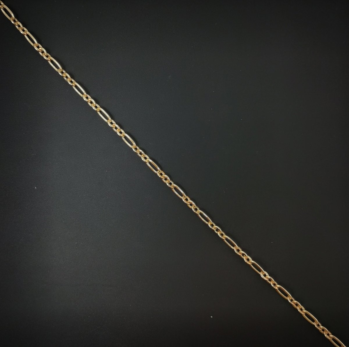 19.6 inches Ready To Use 18K Gold plated Figaro Chain Necklace, Dainty 3mm Necklace w/ Lobster Clasps | CN-714 - DLUXCA