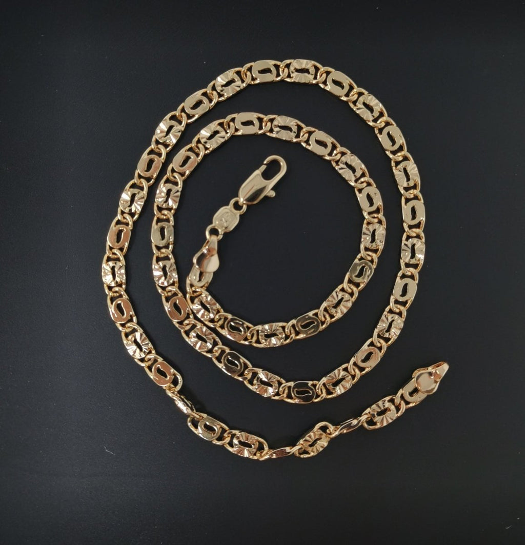 19.6 inches Ready To Use 18K Gold plated Scroll lock Designed Necklace Chain, 5mm Designed Necklace w/ Lobster Clasps | CN-613 Clearance Pricing - DLUXCA