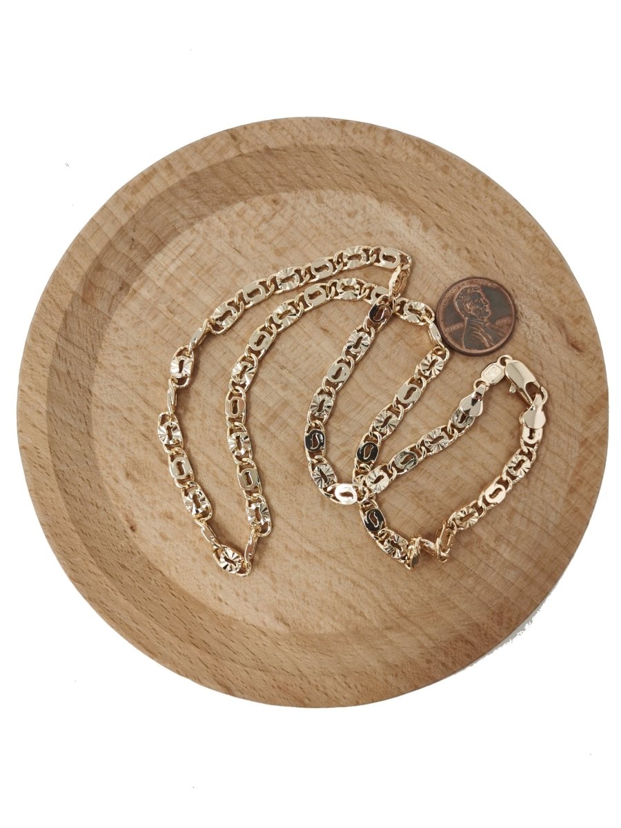 19.6 inches Ready To Use 18K Gold plated Scroll lock Designed Necklace Chain, 5mm Designed Necklace w/ Lobster Clasps | CN-613 Clearance Pricing - DLUXCA