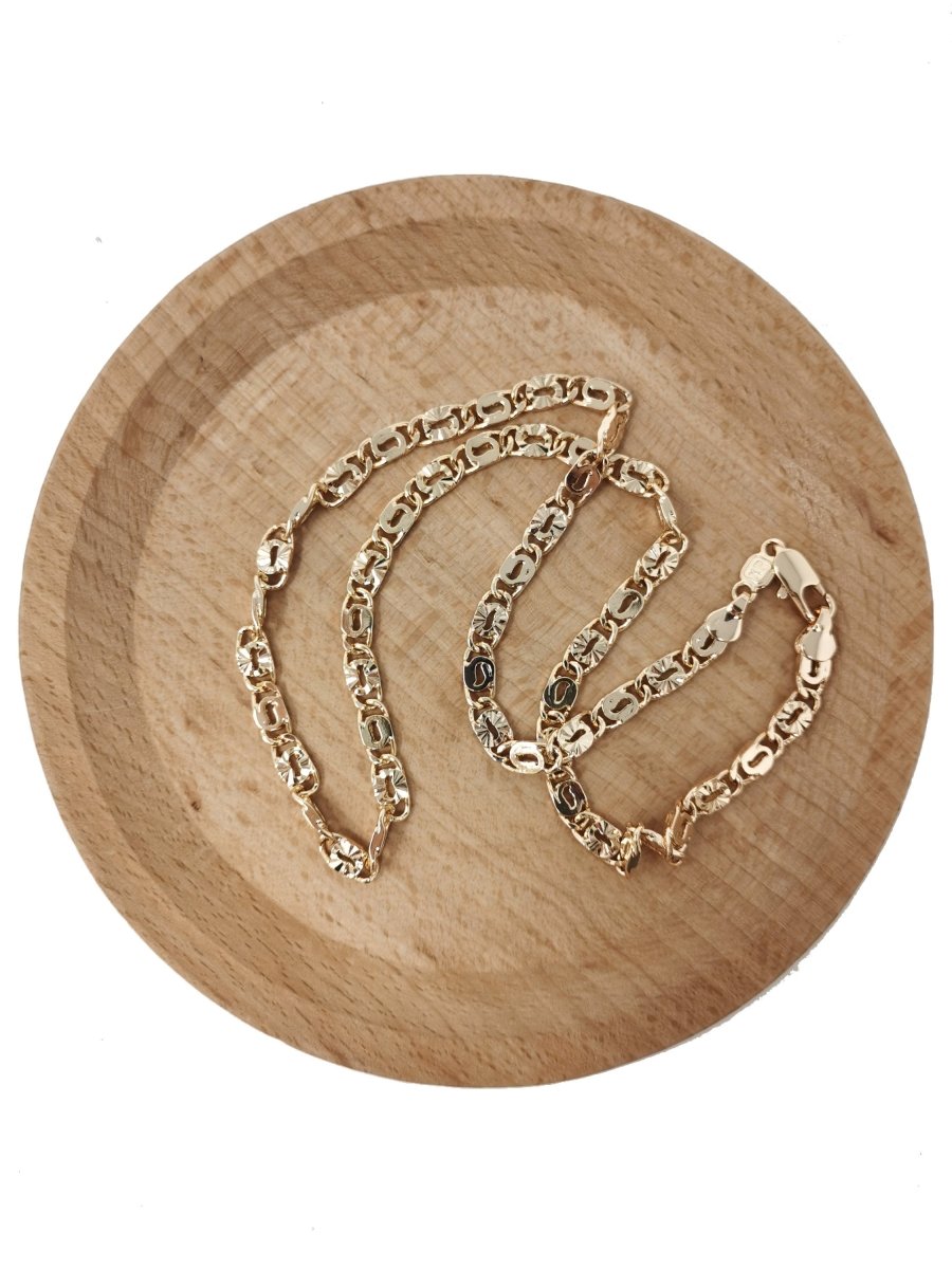 19.6 inches Ready To Use 18K Gold plated Scroll lock Designed Necklace Chain, 5mm Designed Necklace w/ Lobster Clasps | CN-613 Clearance Pricing - DLUXCA