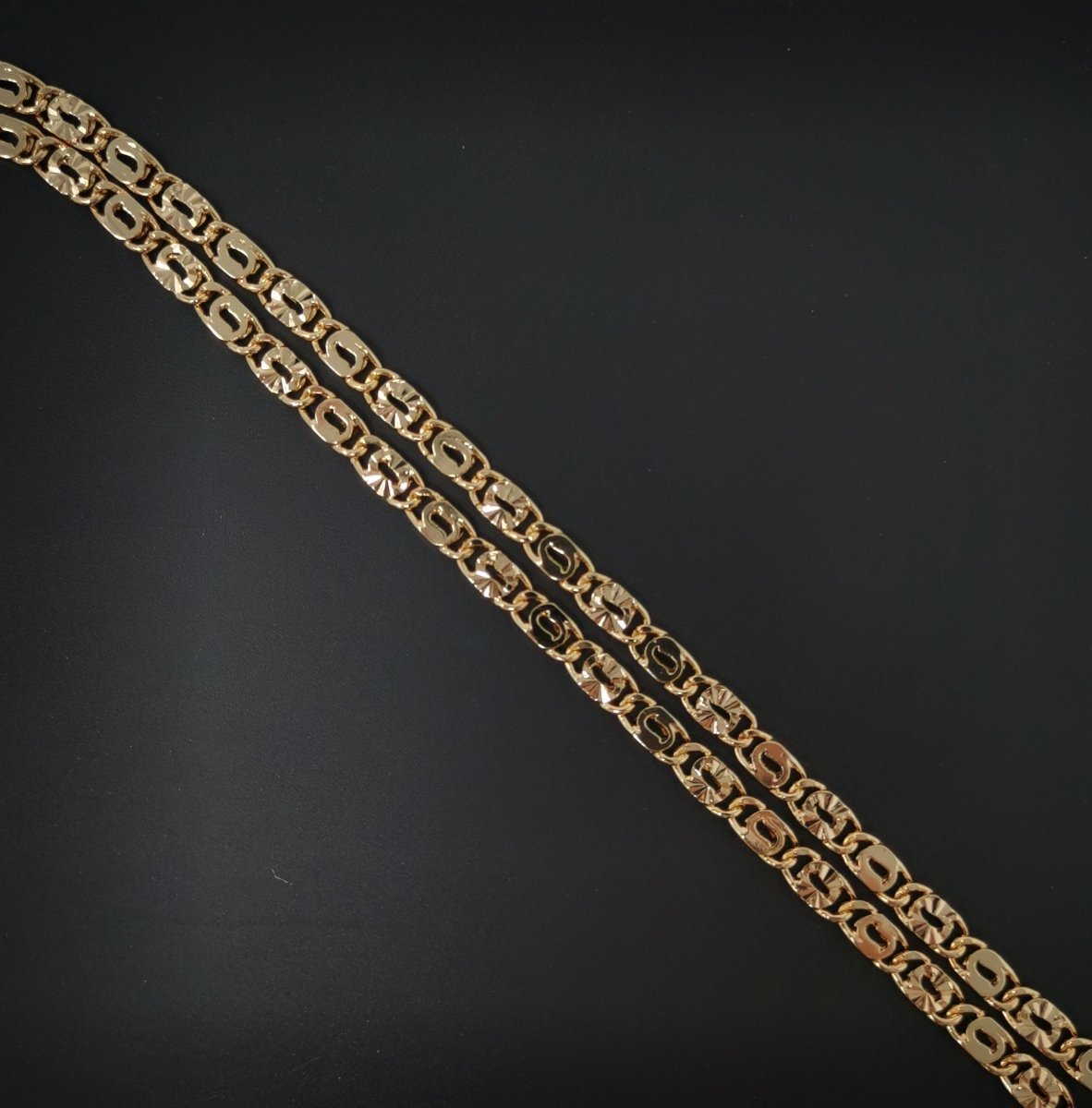 19.6 inches Ready To Use 18K Gold plated Scroll lock Designed Necklace Chain, 5mm Designed Necklace w/ Lobster Clasps | CN-613 Clearance Pricing - DLUXCA