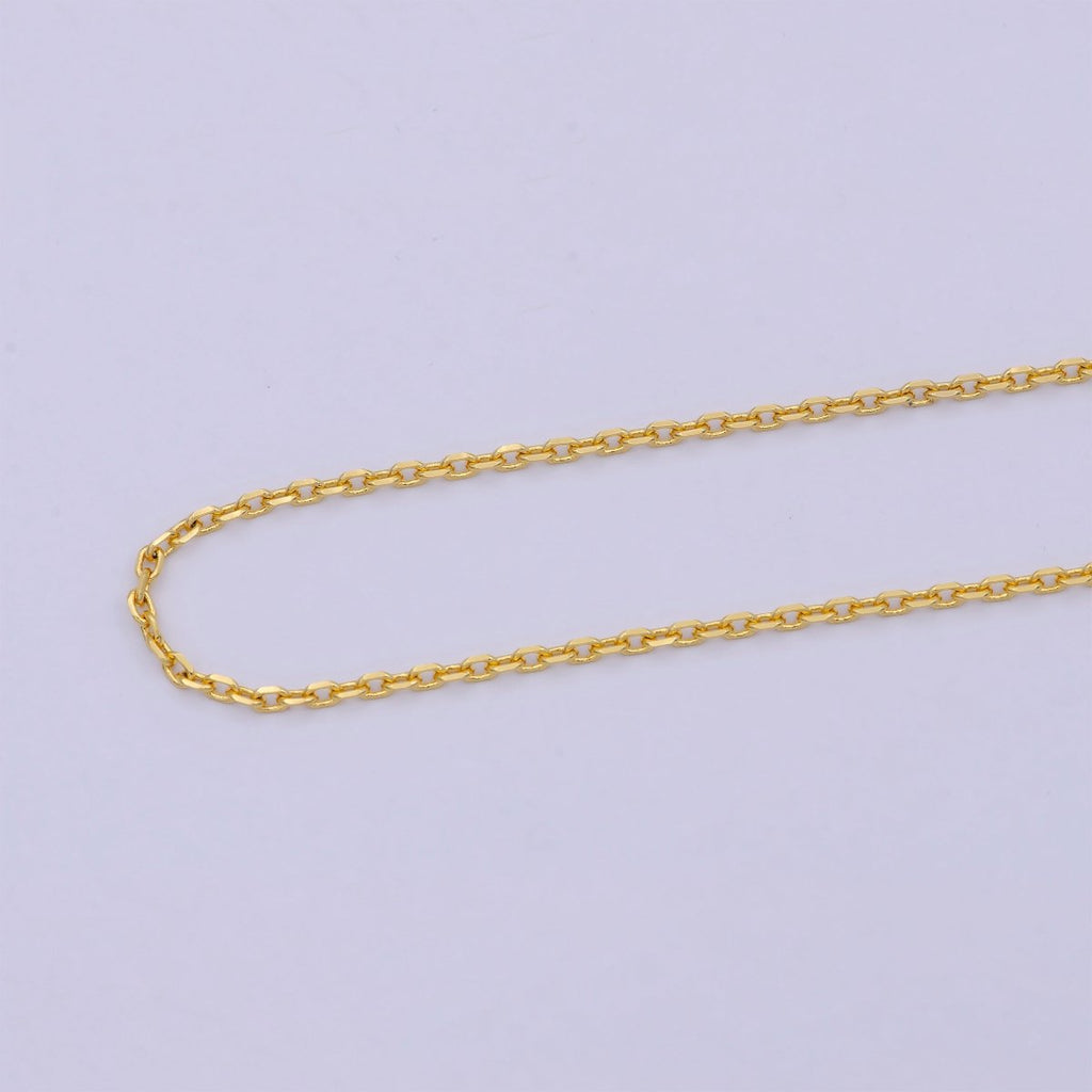 19.7'' Ready to Use 24K Gold plated Thin Cable Necklace Chain, Layering Cable Chain Dainty Necklace, For Pendant Charm Necklace Making WA-743 - DLUXCA