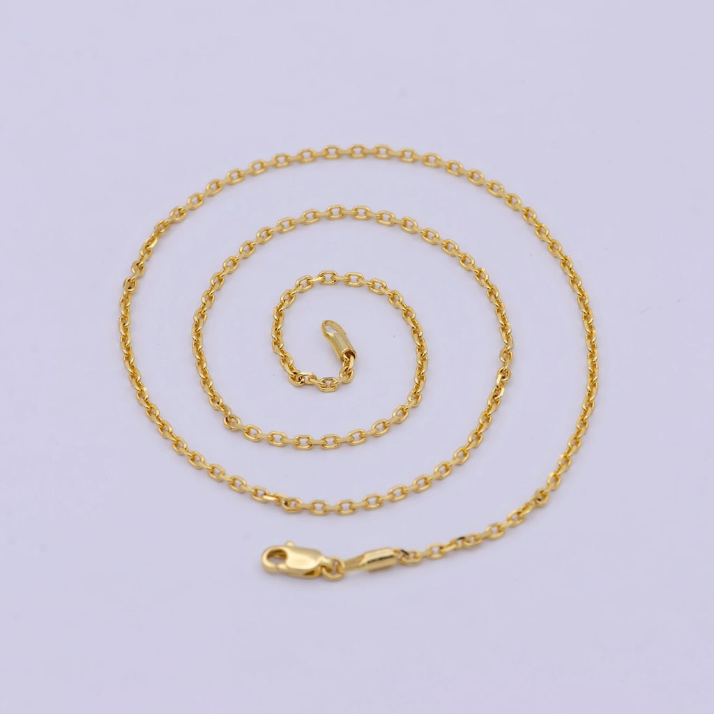 19.7'' Ready to Use 24K Gold plated Thin Cable Necklace Chain, Layering Cable Chain Dainty Necklace, For Pendant Charm Necklace Making WA-743 - DLUXCA