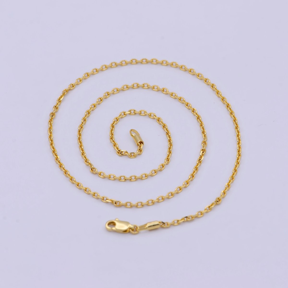 19.7'' Ready to Use 24K Gold plated Thin Cable Necklace Chain, Layering Cable Chain Dainty Necklace, For Pendant Charm Necklace Making WA-743 - DLUXCA
