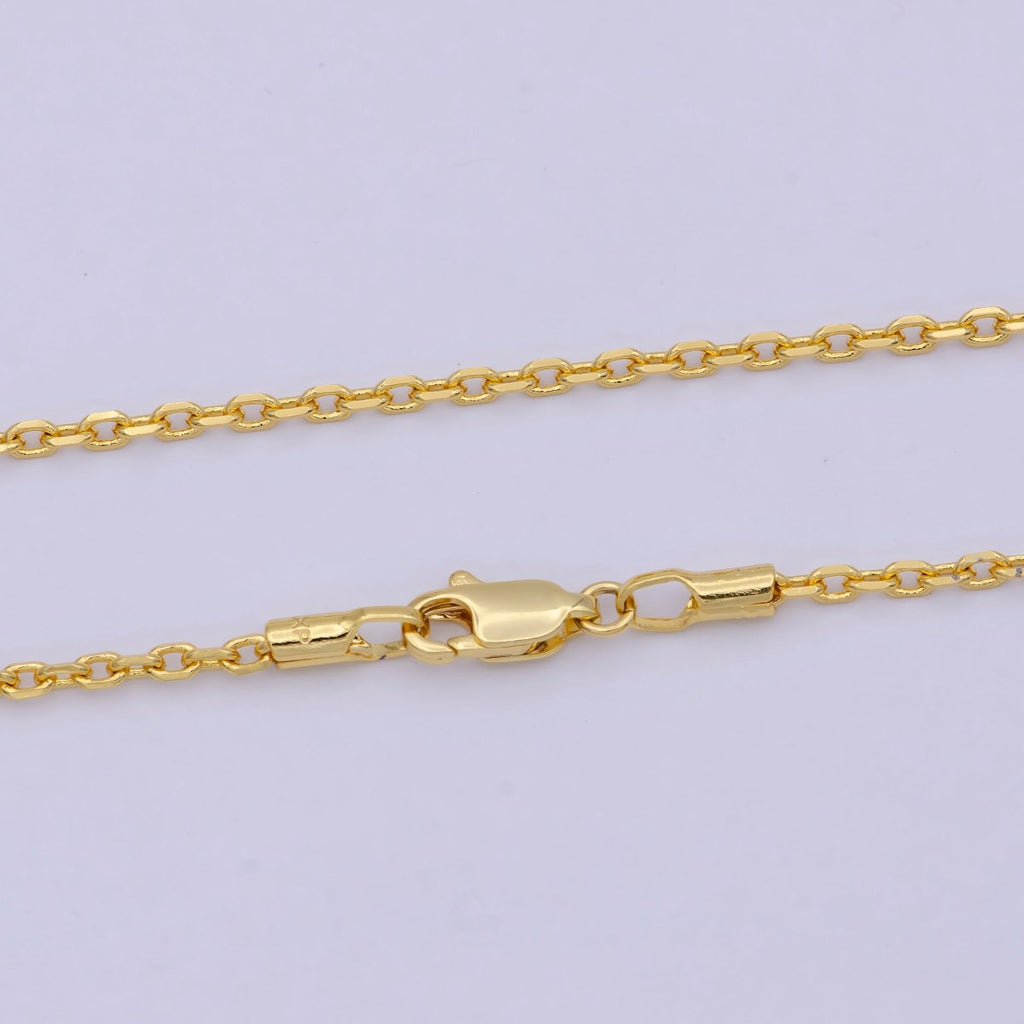 19.7'' Ready to Use 24K Gold plated Thin Cable Necklace Chain, Layering Cable Chain Dainty Necklace, For Pendant Charm Necklace Making WA-743 - DLUXCA