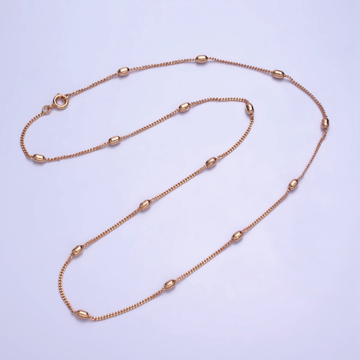 19.75 Inch Satellite Chain 18K Gold plated Dainty Beaded Chain Necklace | WA-1602 Clearance Pricing - DLUXCA