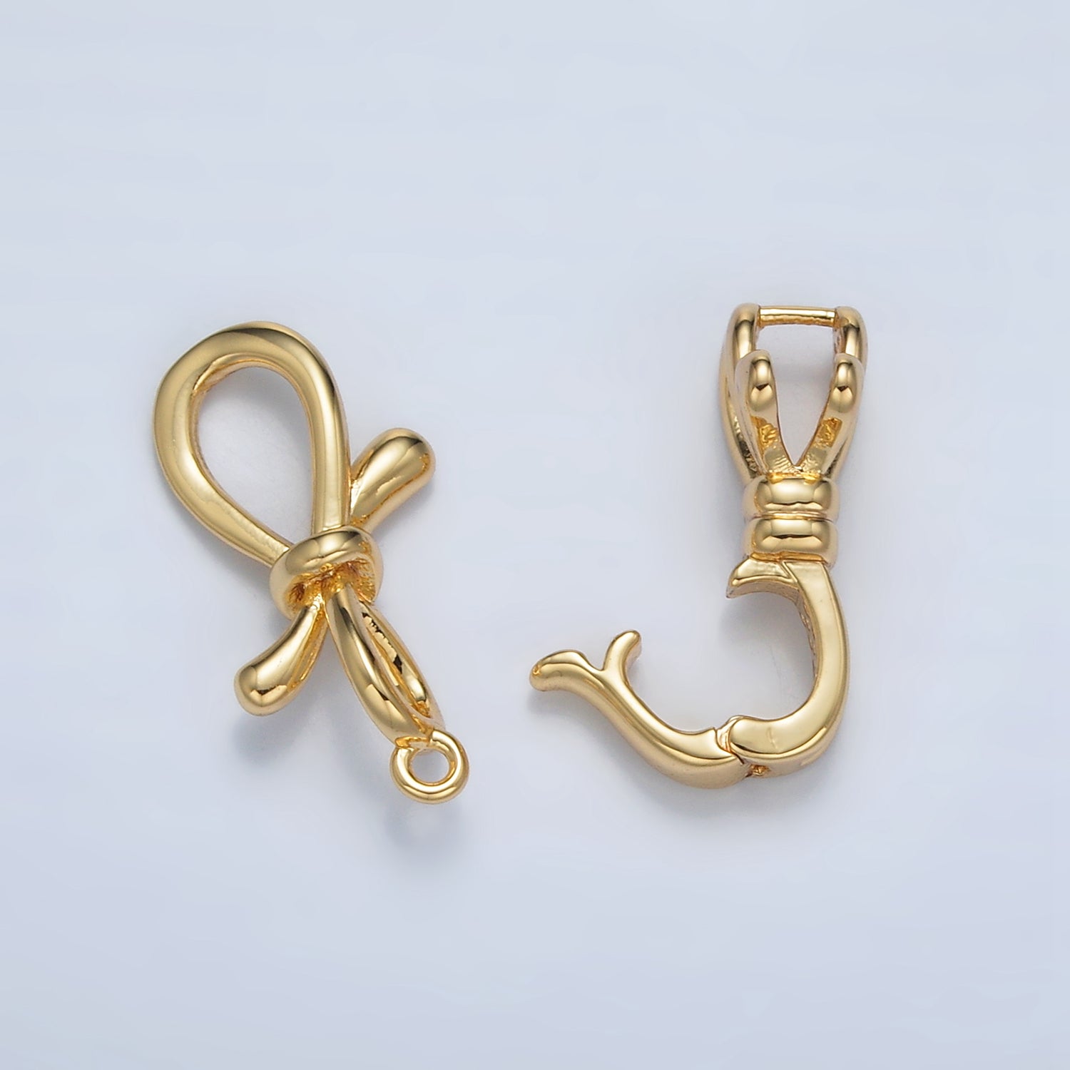 24K Gold plated Ribbon Bow Snap Latch Closure Findings Set | Z861