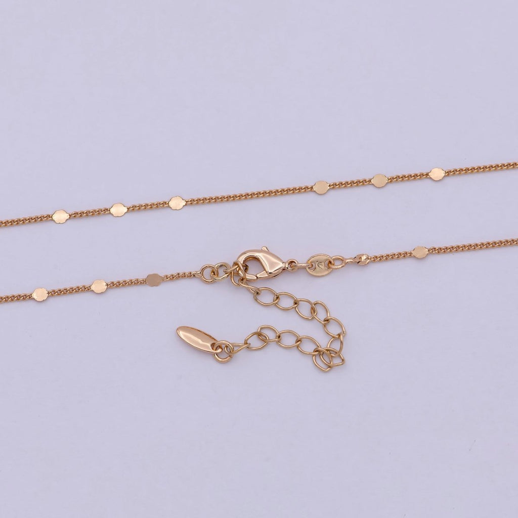 1mm 18K Gold plated Chain Necklace Gold Curb Chain, Gold Chains 18 inch + 2 inch extender | WA-542 Clearance Pricing - DLUXCA