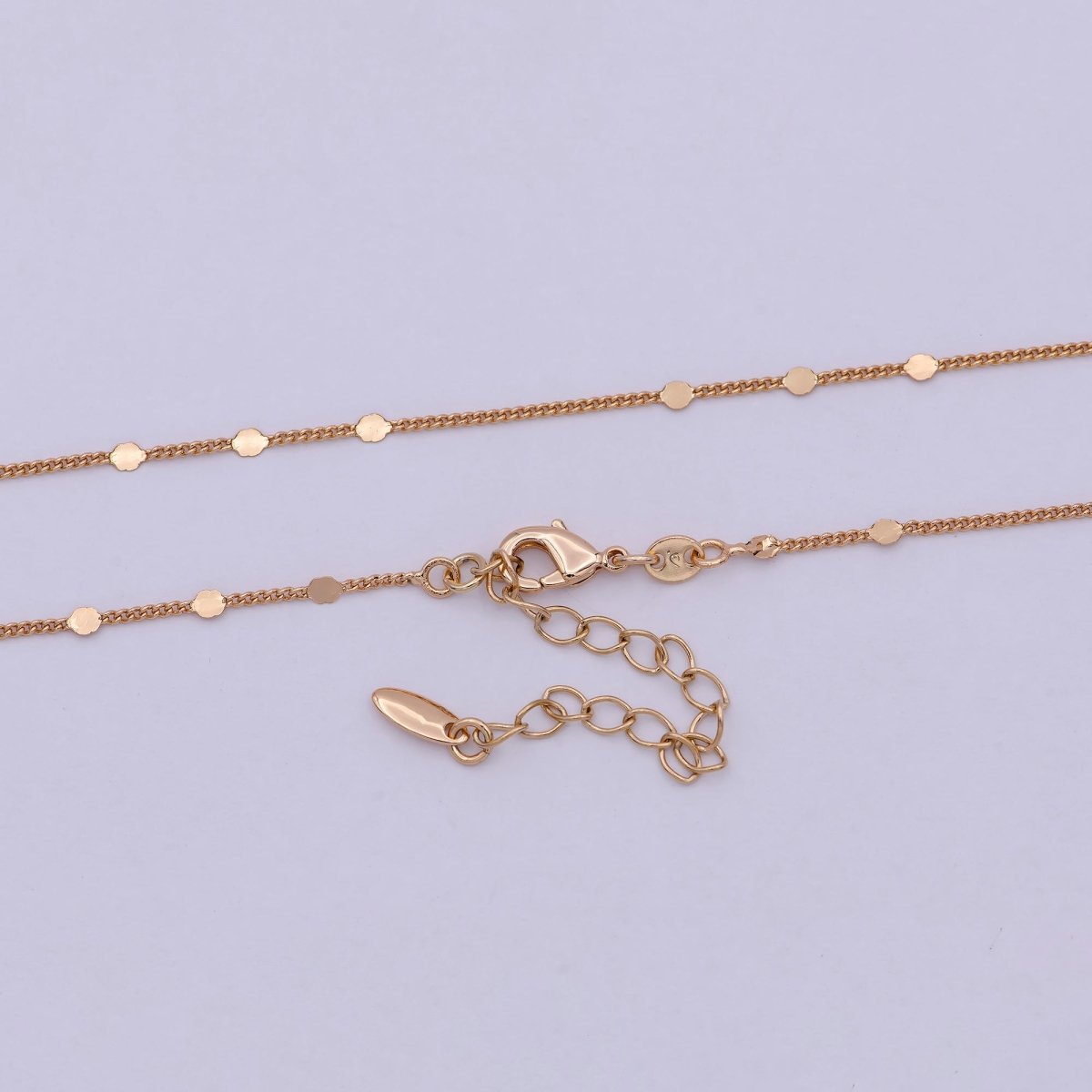 1mm 18K Gold plated Chain Necklace Gold Curb Chain, Gold Chains 18 inch + 2 inch extender | WA-542 Clearance Pricing - DLUXCA