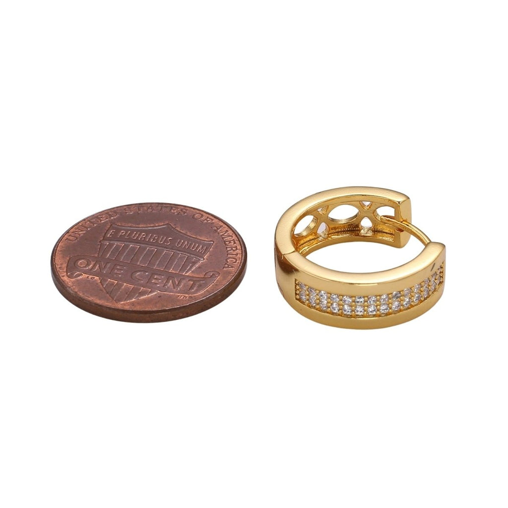 1pair Simple Golden Circle Shape Mini Huggies Earrings CZ Crystal Gold plated Geometric Casual/Formal Micro Pave Earring Jewelry Q-502 - DLUXCA