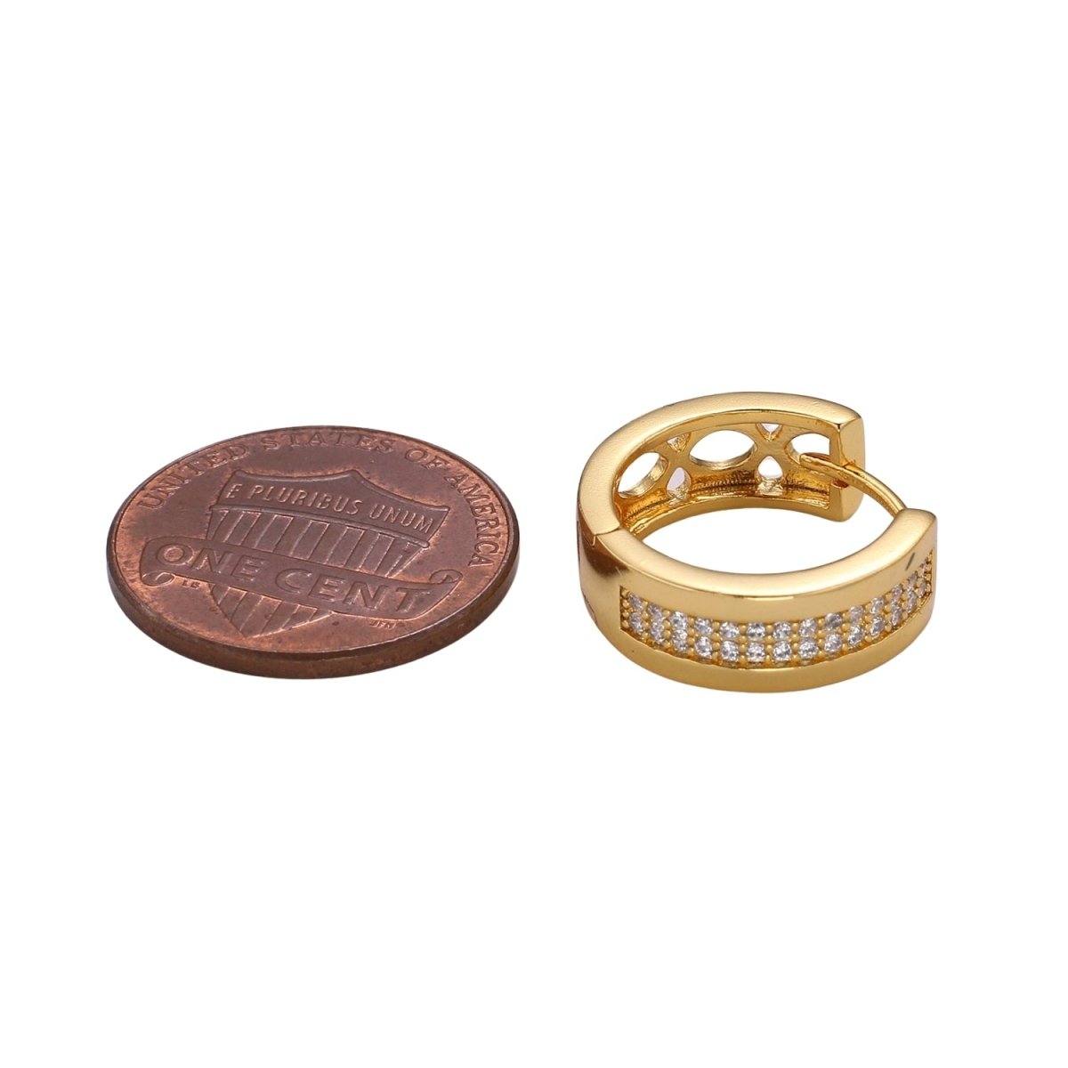 1pair Simple Golden Circle Shape Mini Huggies Earrings CZ Crystal Gold plated Geometric Casual/Formal Micro Pave Earring Jewelry Q-502 - DLUXCA