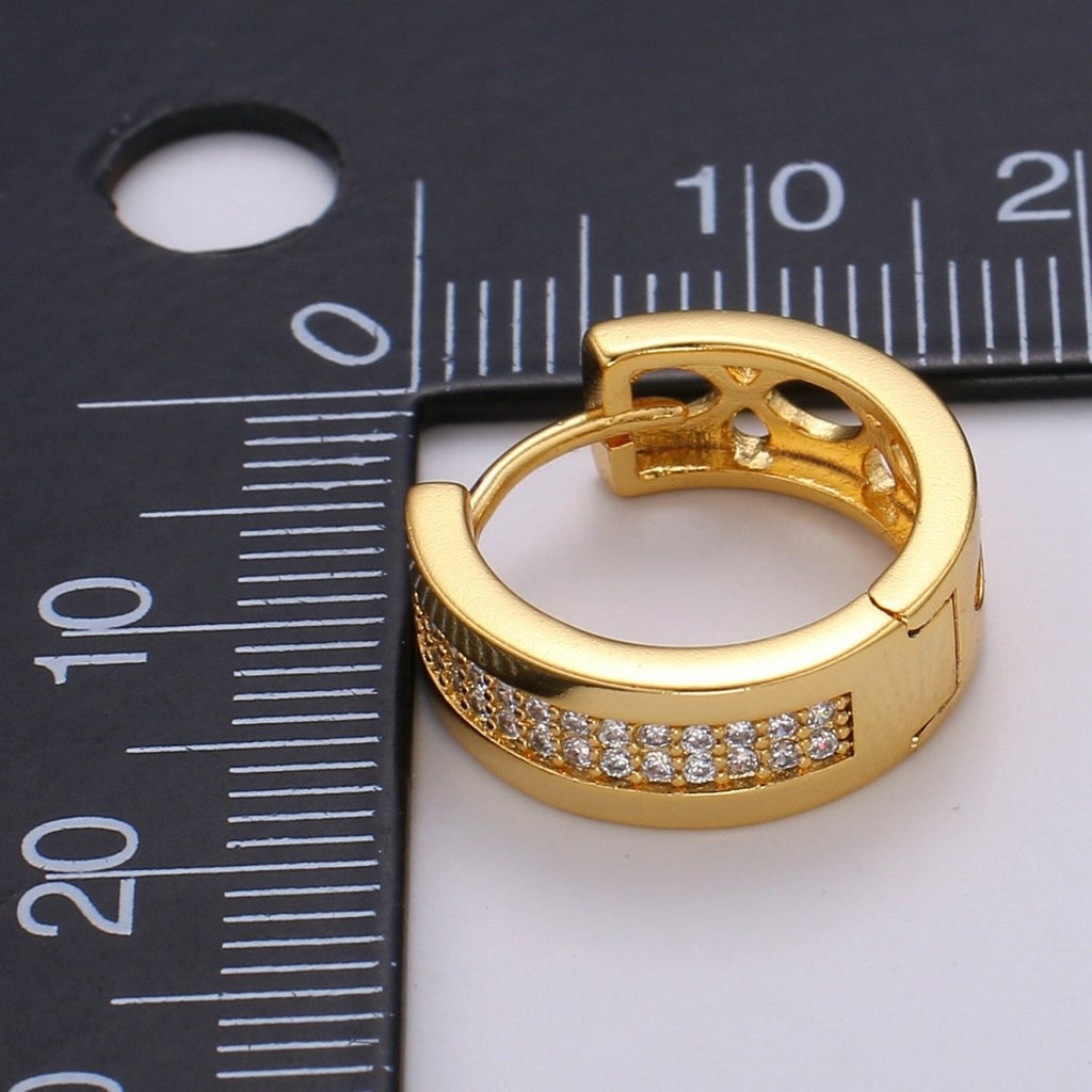 1pair Simple Golden Circle Shape Mini Huggies Earrings CZ Crystal Gold plated Geometric Casual/Formal Micro Pave Earring Jewelry Q-502 - DLUXCA