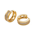 1pair Simple Golden Circle Shape Mini Huggies Earrings CZ Crystal Gold plated Geometric Casual/Formal Micro Pave Earring Jewelry Q-502 - DLUXCA