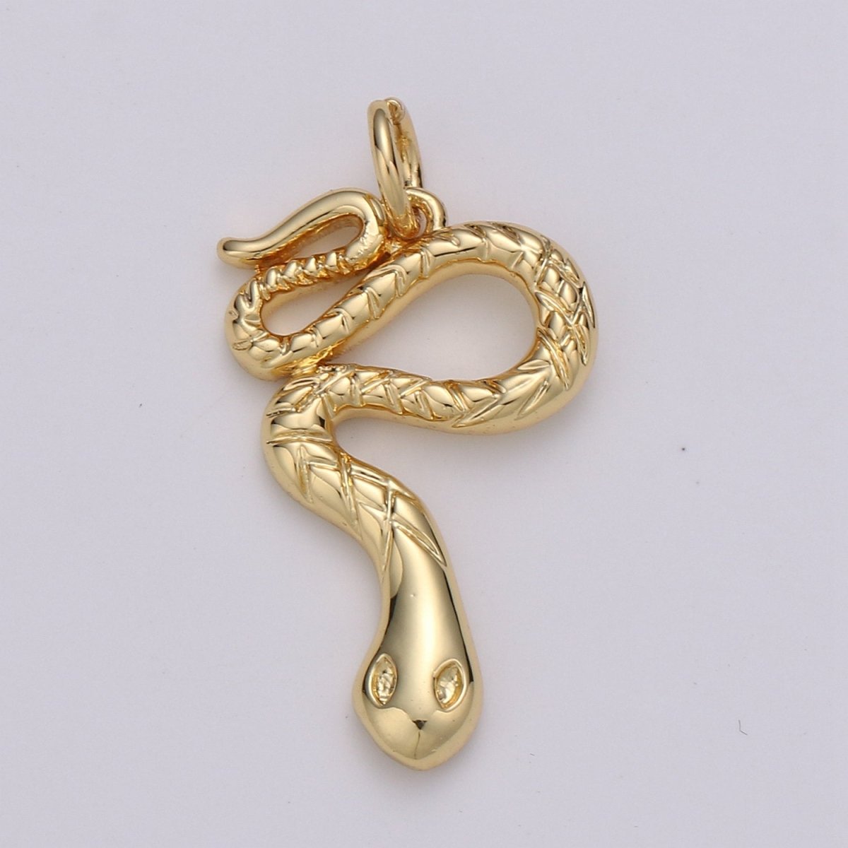 1pc 14k Gold plated Snake Charm, Gold Snake Pendant Charm, Gold plated Charm, For Serpent Animal Venom DIY Jewelry, D-411 - DLUXCA
