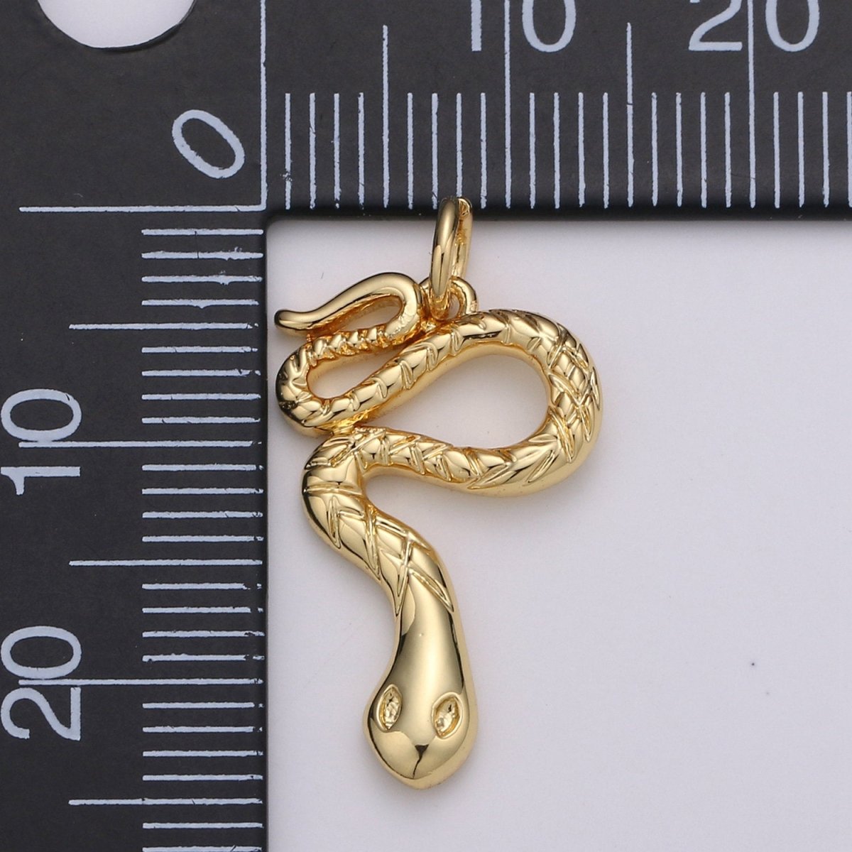 1pc 14k Gold plated Snake Charm, Gold Snake Pendant Charm, Gold plated Charm, For Serpent Animal Venom DIY Jewelry, D-411 - DLUXCA