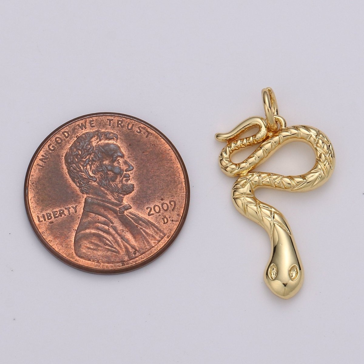 1pc 14k Gold plated Snake Charm, Gold Snake Pendant Charm, Gold plated Charm, For Serpent Animal Venom DIY Jewelry, D-411 - DLUXCA