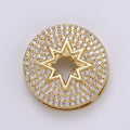 1pc 24K Gold Cardinal Spacer Beads, for DIY Star Beads Pave Charm Bracelet Compass Bead Size 19.9x4.6mm Hole 3.5mm B401 - DLUXCA