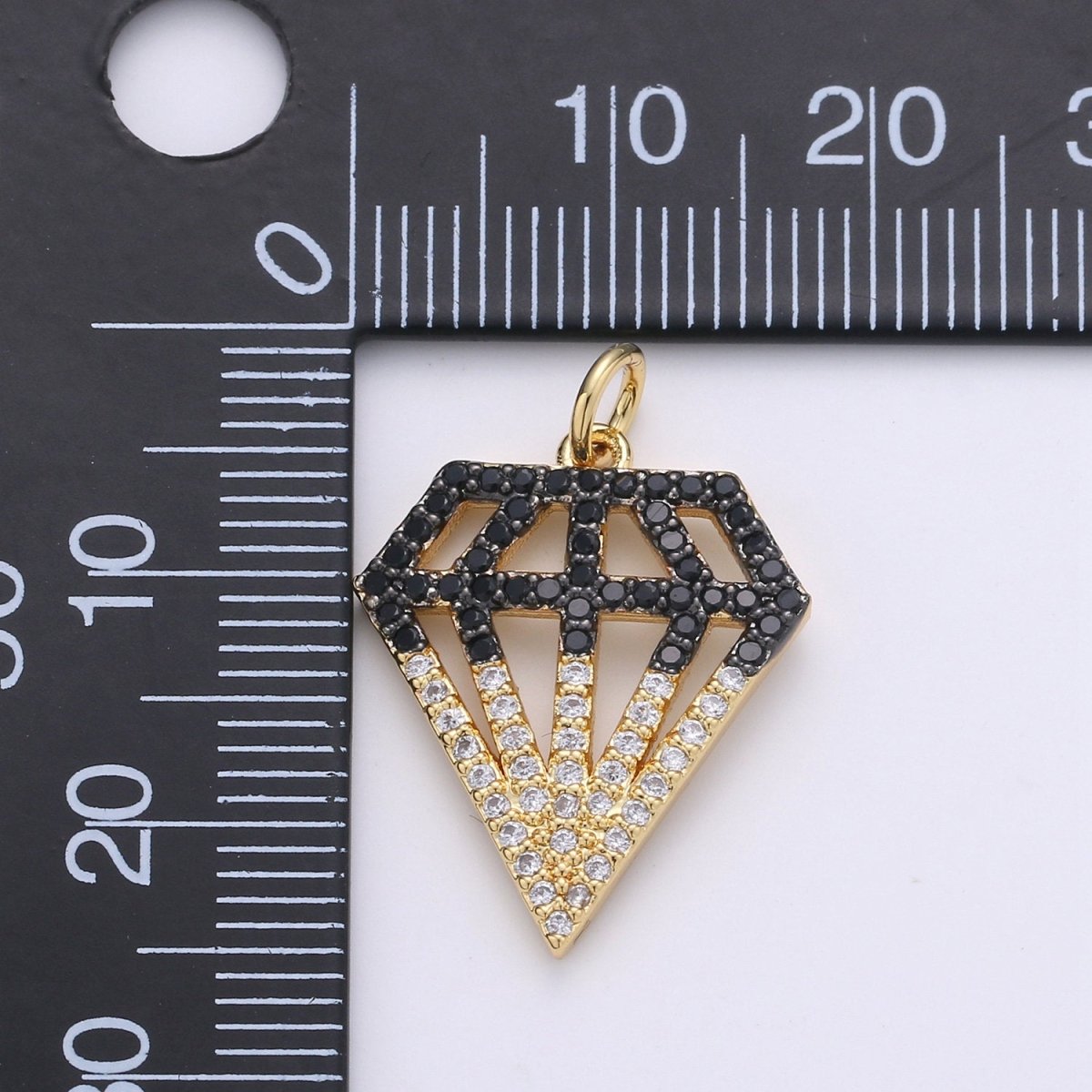 1pc 24k Gold plated Micro Pave CZ Diamond Shape Pendant Charm, Geometric Micro Pave CZ Pendant Charm, For DIY Jewelry D-273 - DLUXCA