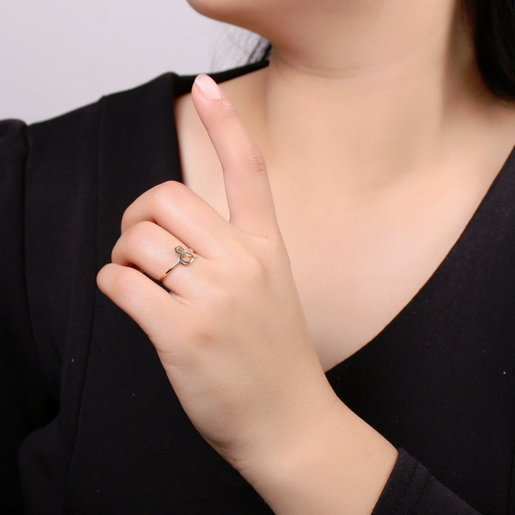 1pc Ampersand 18k Gold Ring, "And" symbol Adjustable Gold Curb Ring, Simple Ring, "Et" Ring- 254 - DLUXCA