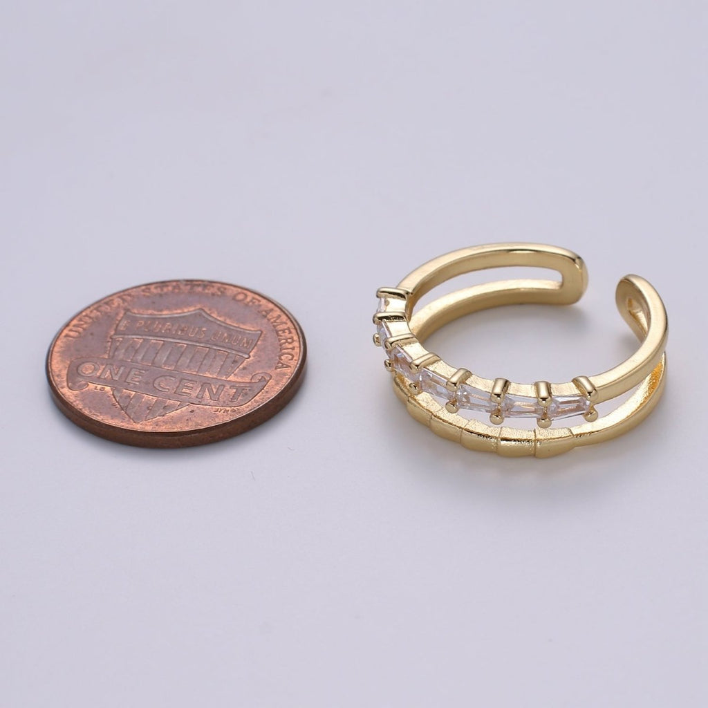 1pc Golden Two Circle Layers Ring CZ Crystal Geometric Daily Wear Ring Accessories/Jewelry O-953 - DLUXCA