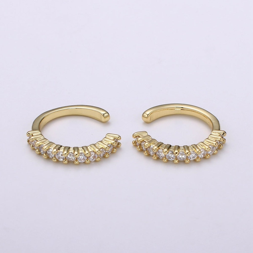 1Pc Micro Pace CZ Ear Cuff 24K Gold Ear cuff Earring, Nonpierced Ear cuff for Cartilage, ingle Earring, Minimalist ear cuff AI-144 - DLUXCA