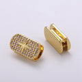 1x 14k Gold plated Star Spacer Bead for Bracelet Connector Cubic Zirconia Beads Flat Rectangle Shape Micro pave Spacer Beads, BDGF-411 - DLUXCA