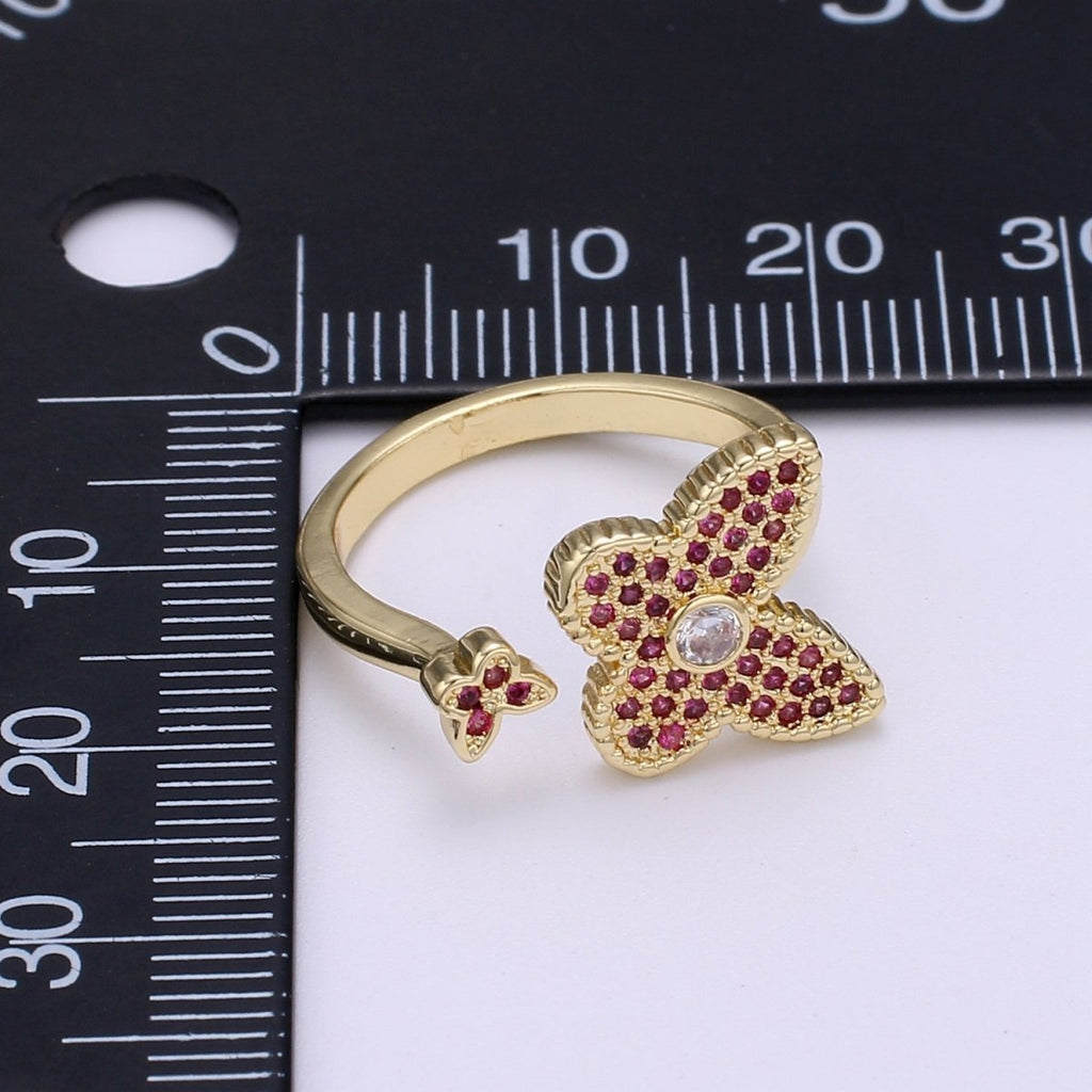 1x Dainty Butterfly Ring, Adjustable Gold Ring, Cz Mariposa Ring, Animal Lover Ring for Minimalist jewelry Everyday Wear O-273 ~ O-276