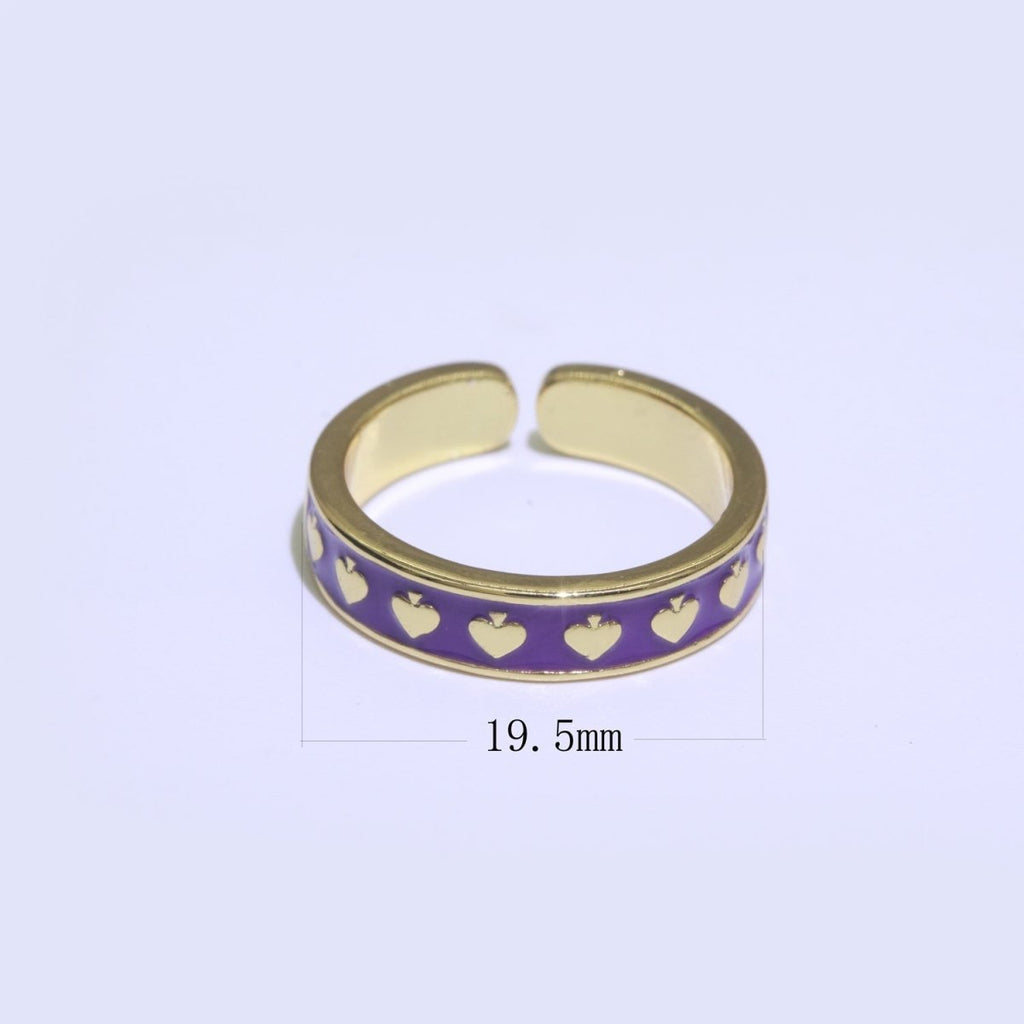 1x Dainty Colorful Enamel Ring Multicolor Enamel Band Spade Ring Stacking Open Ring Adjustable Ring Yellow Teal Pink Green White Neon Ring O-395 ~ O-402