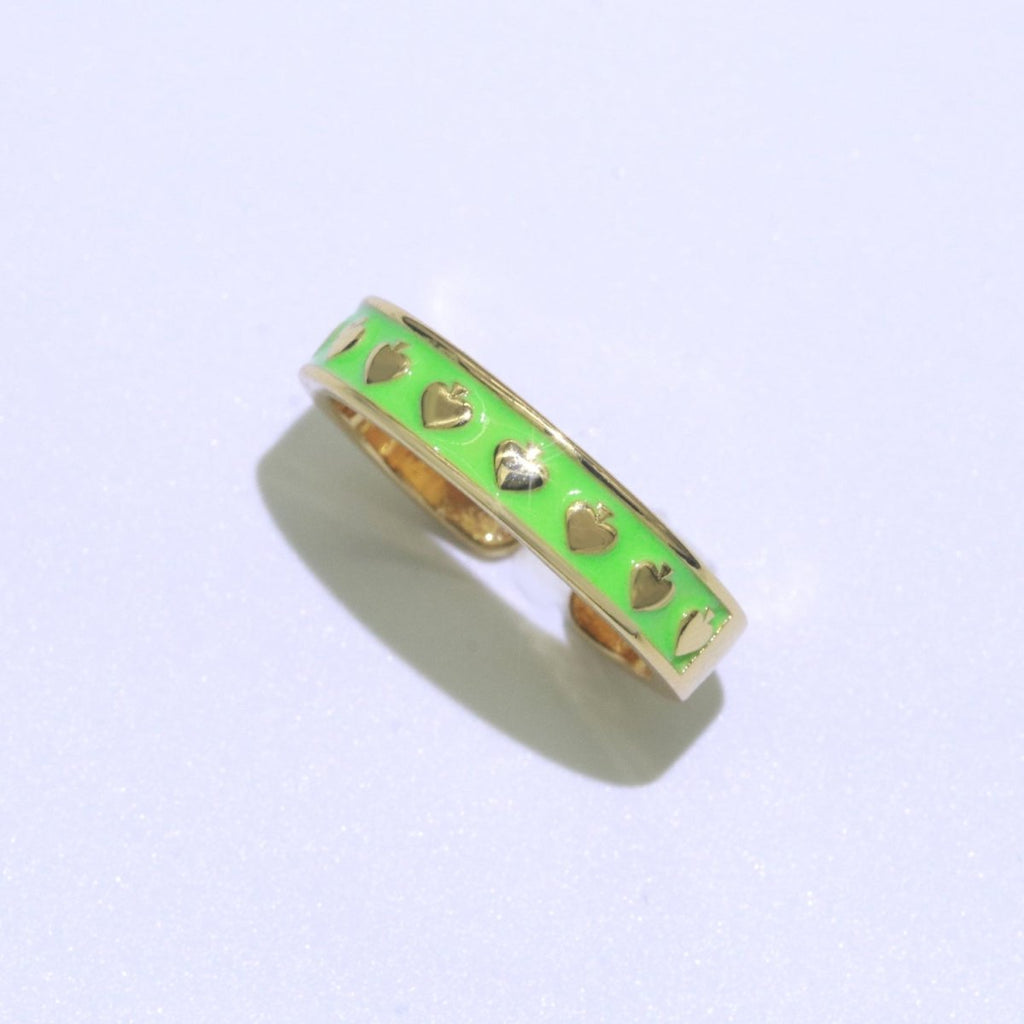 1x Dainty Colorful Enamel Ring Multicolor Enamel Band Spade Ring Stacking Open Ring Adjustable Ring Yellow Teal Pink Green White Neon Ring O-395 ~ O-402