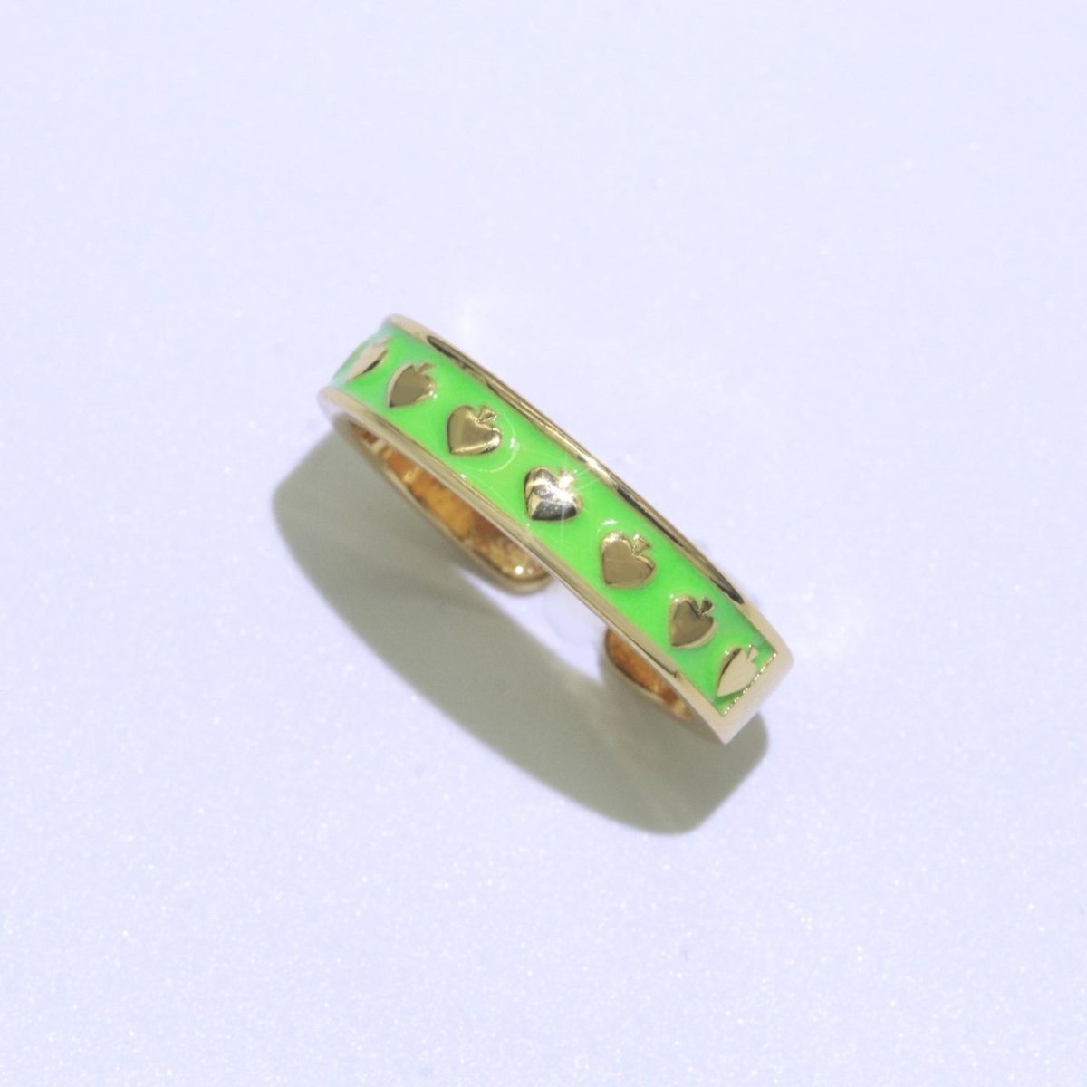 1x Dainty Colorful Enamel Ring Multicolor Enamel Band Spade Ring Stacking Open Ring Adjustable Ring Yellow Teal Pink Green White Neon Ring O-395 ~ O-402