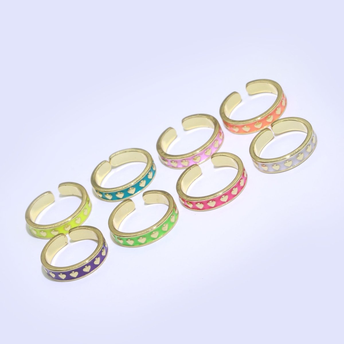 1x Dainty Colorful Enamel Ring Multicolor Enamel Band Spade Ring Stacking Open Ring Adjustable Ring Yellow Teal Pink Green White Neon Ring O-395 ~ O-402