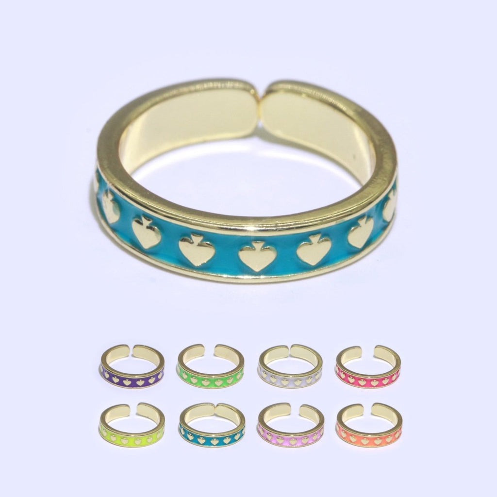1x Dainty Colorful Enamel Ring Multicolor Enamel Band Spade Ring Stacking Open Ring Adjustable Ring Yellow Teal Pink Green White Neon Ring O-395 ~ O-402
