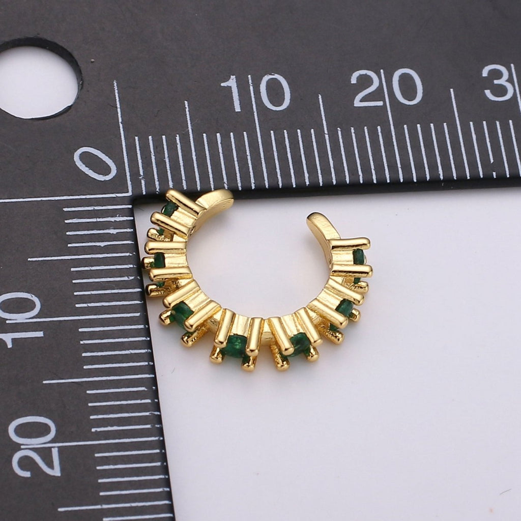 1x Dainty Gold ear cuff, Cubic ear cuff, Rainbow CZ gold ear cuff, Colorful ear cuff Non pierced ear cuff, Conch ear cuff, gold wrap earring | AI-105 - DLUXCA