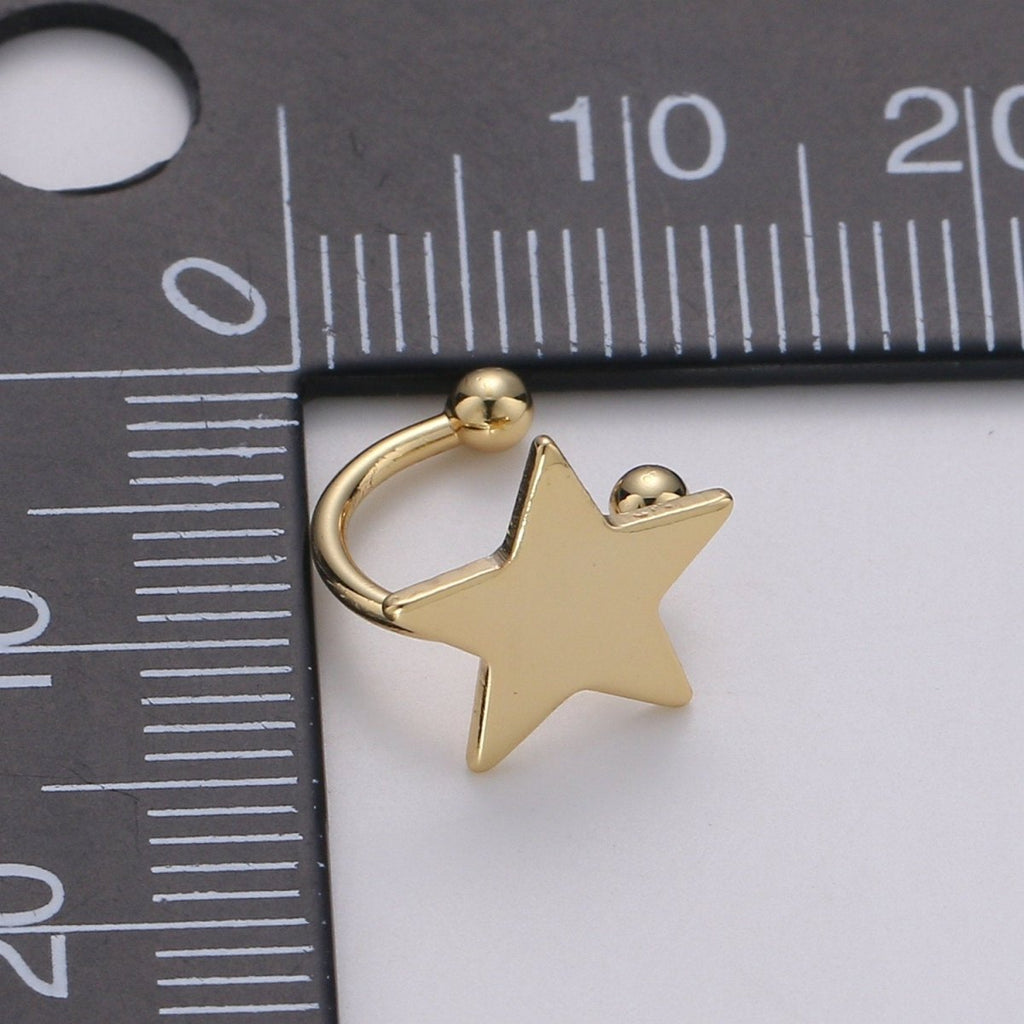 1x Gold Ear cuff, No piercing ear cuff, Fake piercing, Ear cuff, Helix no piercing hoop, Star ear cuff, Love earring, ear cuff, AI-138 - DLUXCA