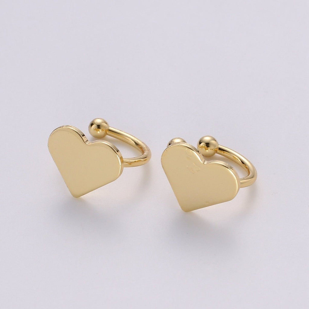 1x Left Gold Ear cuff, No piercing ear cuff, Fake piercing, Ear cuff, Helix no piercing hoop, heart ear cuff, Love earring, ear cuff, AI-137 - DLUXCA