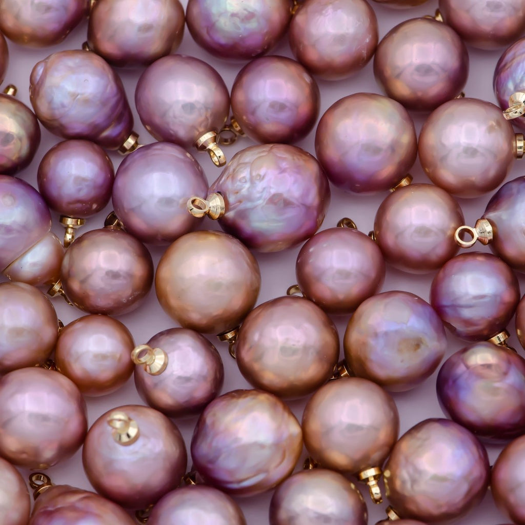 1x Natural fresh water pearl bead. 9-12mm Freeform Round Shape. Gorgeous natural purple pink color fresh water pearl bead High Quality X-722 - DLUXCA