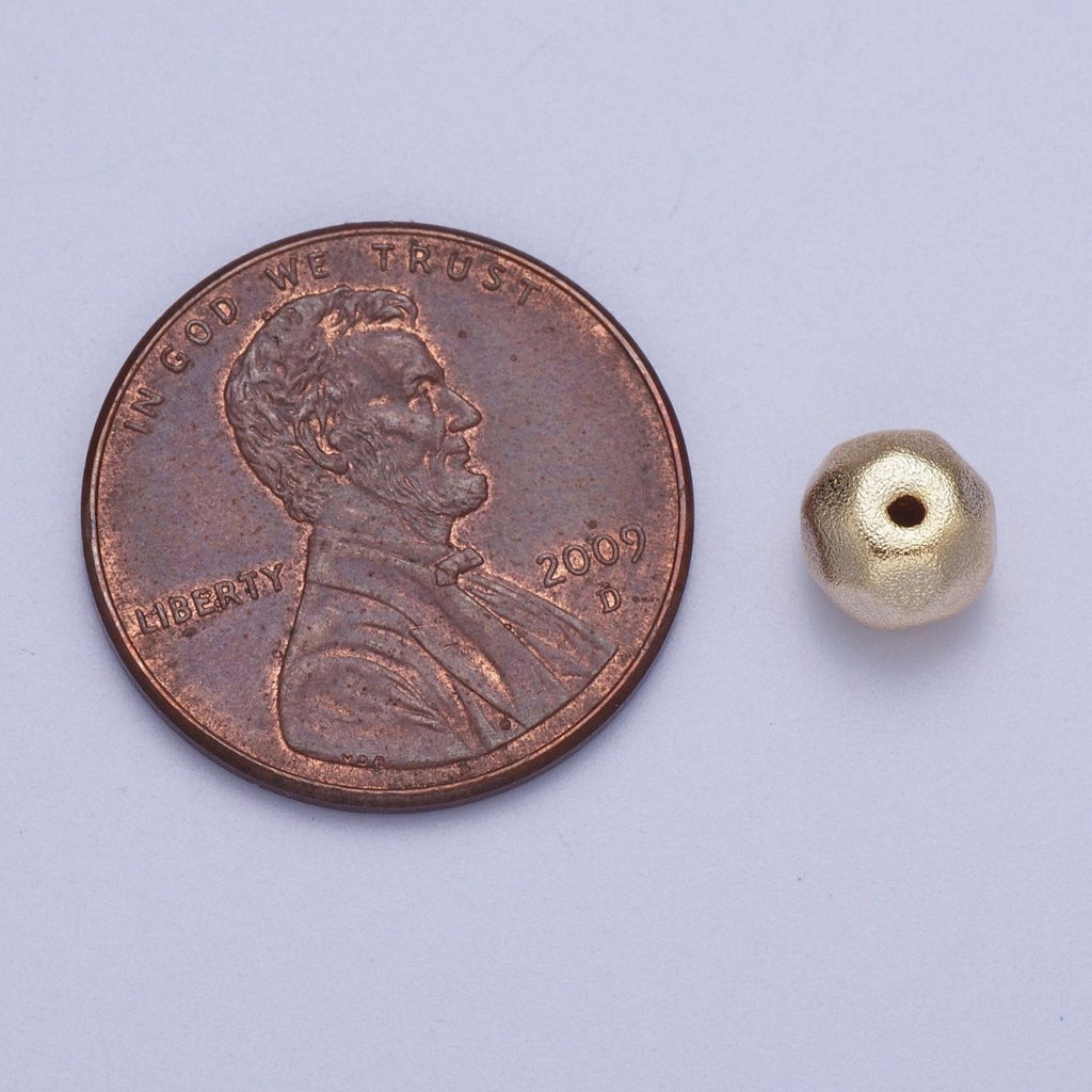 20 Pieces 4mm, 6mm, 8mm Round Textured Geometric Gold Matte Bean Bead | B-391
