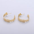 20mm, 33mm Rustic Gold plated hoop earrings, hoop posts, Thick hoop Jewelry Making Supply Component 1 pairs K-157 - DLUXCA