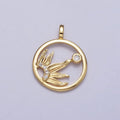 20mm Clear Micro Paved CZ Celestial Sun Open Round Charm in Gold & Silver | AC117